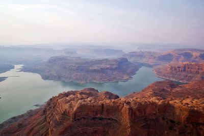 Scenic view of rock formations against sky