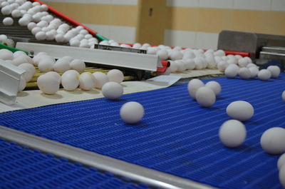 High angle view of balls on table