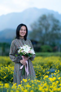 Woman standing on a field