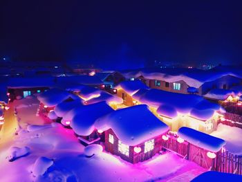 Illuminated blue sky at night