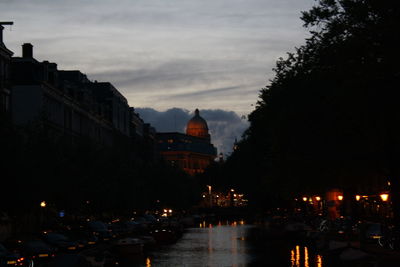 City lit up at sunset