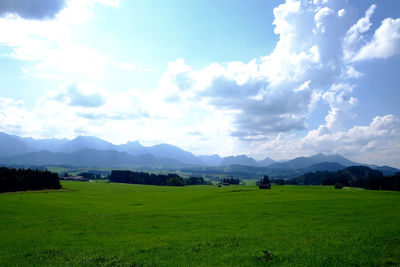 Landscape with mountain range in background