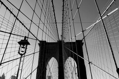 Low angle view of suspension bridge