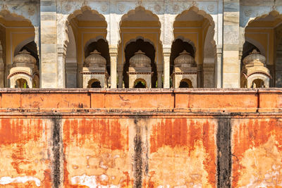 Low angle view of interior wall at amer fort in jaipur, rajasthan, india