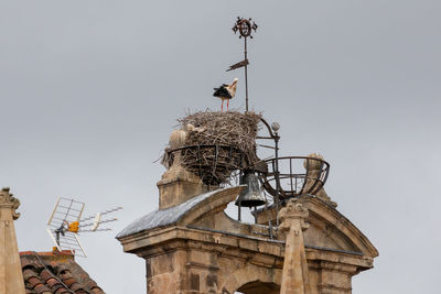 Low angle view of bird nest against clear sky