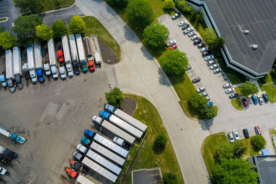 High angle view of traffic on city street