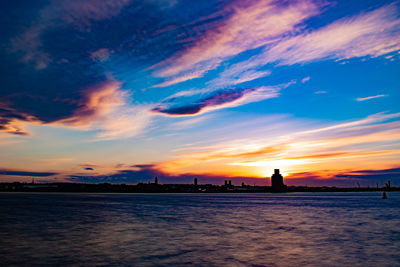 Scenic view of sea against sky at sunset