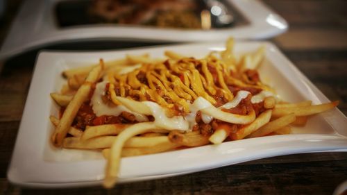 Close-up of pasta in plate