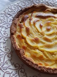 High angle view of dessert on table