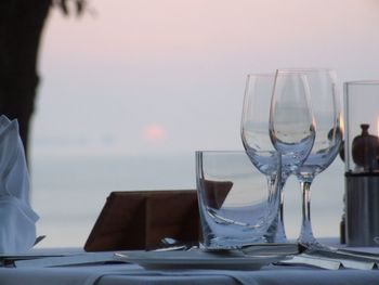 Close-up of wine glass on table