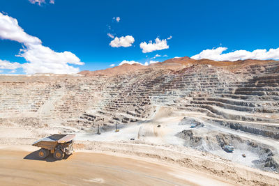 View from above of an open-pit copper mine in chile