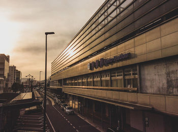 Train on railroad station platform against sky