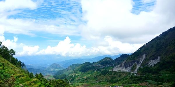 Panoramic view of mountains against sky