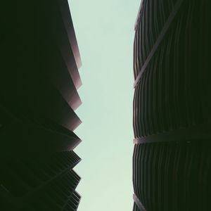 Low angle view of buildings against clear sky