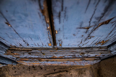 Close-up of rusty metal wood