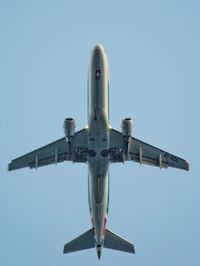 Airplane against clear blue sky