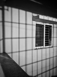 Close-up of window on wall of building