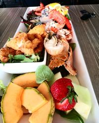 Close-up of served food in plate