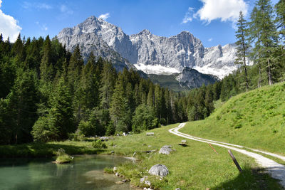 Panoramic view of landscape and mountains against sky