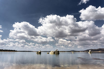 Scenic view of lake against sky