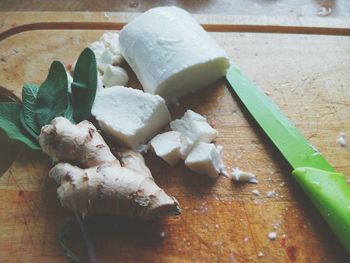 Close-up of food on wooden table