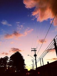 Low angle view of electricity pylon against sky