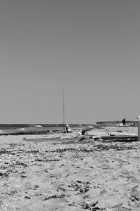 Scenic view of beach against clear sky