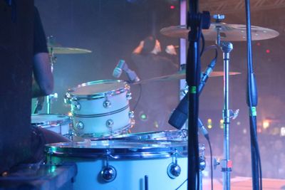 Close-up of illuminated lighting equipment