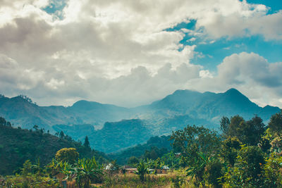 Scenic view of mountains against sky