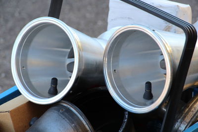 Close-up of reflection on side-view mirror