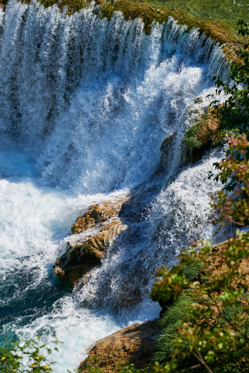 SCENIC VIEW OF WATERFALL IN ROCKS