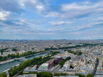 High angle view of townscape against sky