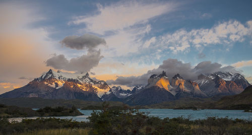 Scenic view of torres del paine national park, patagonia, chile