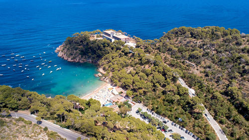 High angle view of beach by sea