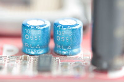 Close-up of blue table