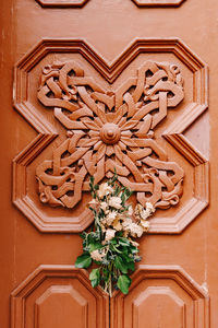 Directly above shot of ornate door