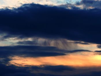 Low angle view of cloudy sky at sunset