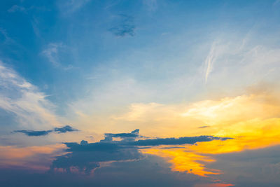 Low angle view of orange sky