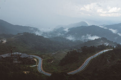 Aerial view of landscape and mountains