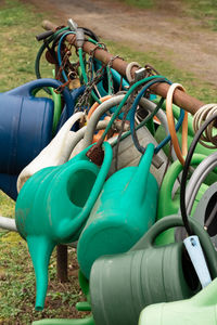 Close-up of playground equipment in park