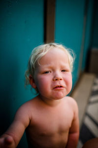 Portrait of cute baby girl at home