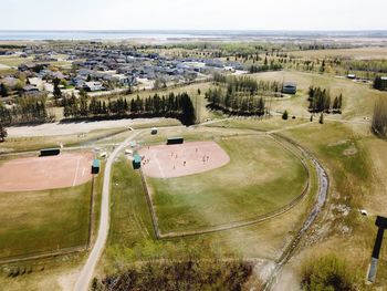 Aerial view of baseball field