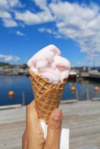 Cropped image of hand holding ice cream