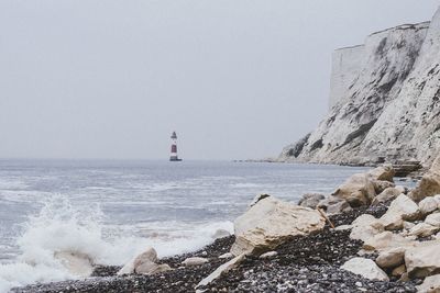 Scenic view of sea against clear sky