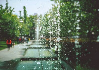 Wet glass window in rainy season