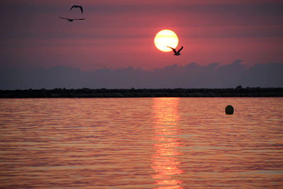 Scenic view of sunset over sea