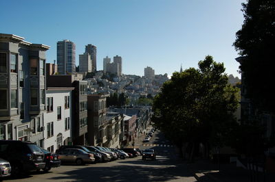 View of city against clear sky