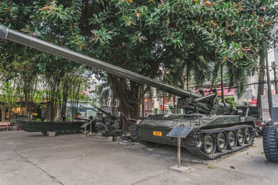 Street amidst trees in city