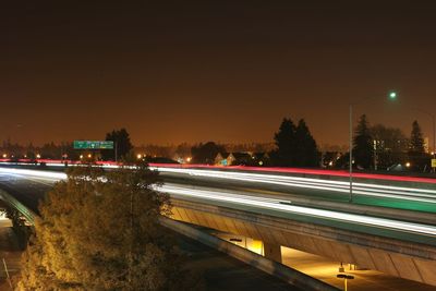 Light trails on street light at night