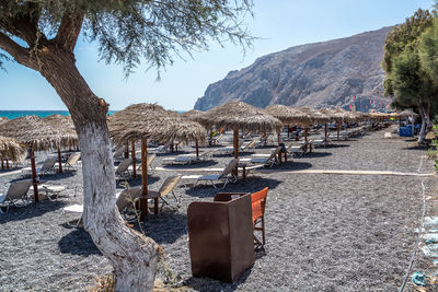 Lounge chairs on beach